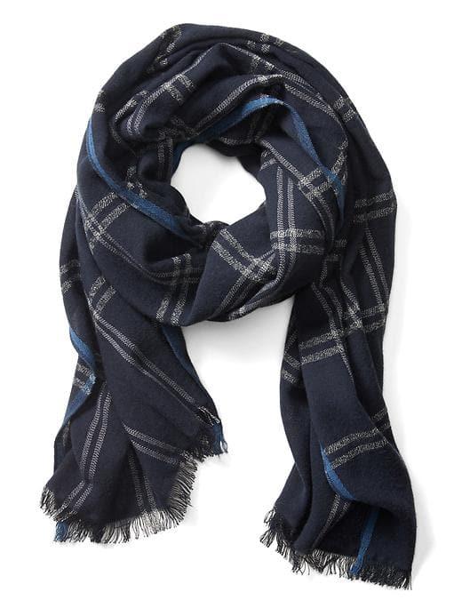 Banana Republic Mens Plaid Scarf - Navy