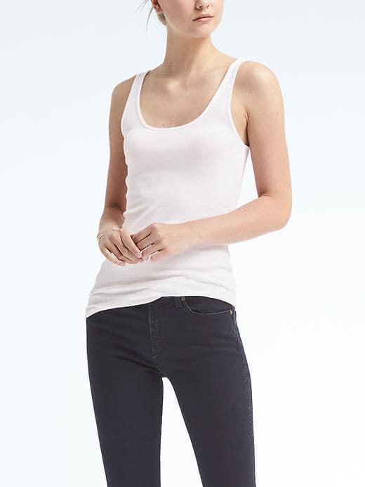 Banana Republic Womens Essential Stretch To Fit Ribbed Tank - White