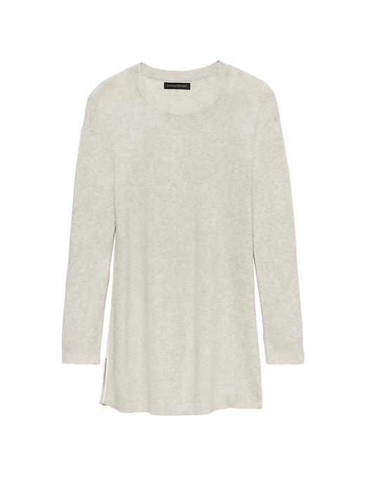 Banana Republic Womens Diagonal-stitch Crew-neck Sweater Heather Light Gray Size M