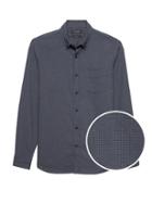 Banana Republic Mens New Slim-fit Luxe Flannel Houndstooth Shirt Navy Blue Size Xs
