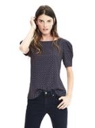 Banana Republic Womens Printed Puff Sleeve Top Size L - Preppy Navy