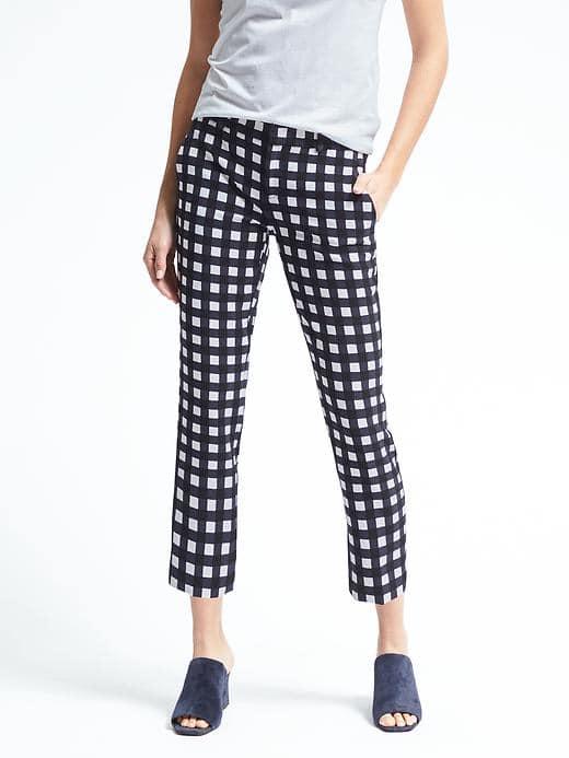 Banana Republic Womens Avery Fit Gingham Pant - Midnight Gingham
