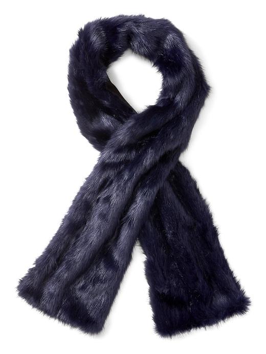 Banana Republic Womens Faux Fur Scarf Navy Blue Size One Size