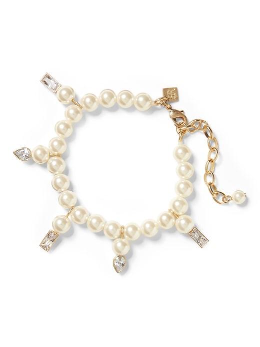 Banana Republic Womens Geo Stone Pearl Bracelet Gold Size One Size
