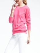 Banana Republic Womens Merino Scallop Crew Pullover - Hot Pink