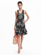 Banana Republic Womens Floral Ruffle Layer Dress Size 0 - Black And White