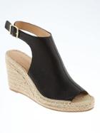 Banana Republic Peep Toe Wedge Espadrille - Black