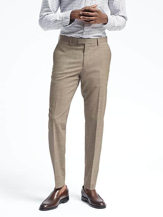 Banana Republic Mens Slim Brown Nanotex Wool Pant - Light Brown
