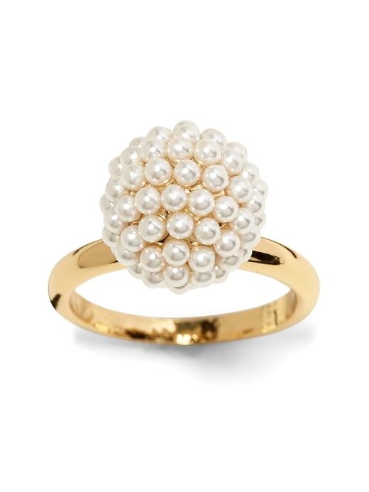 Banana Republic Womens Beaded Pearl Ring Gold Size 6