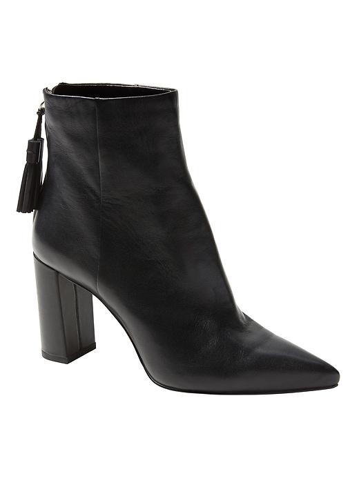 Banana Republic Womens Tassel Zip High-heel Ankle Boot Black Leather Size 8