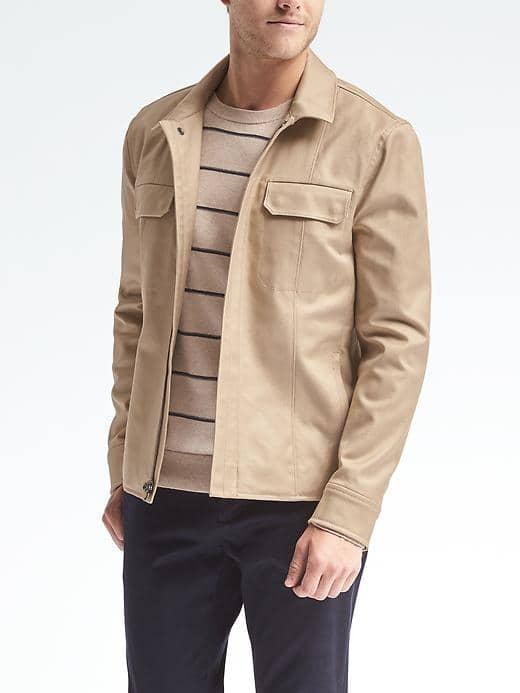 Banana Republic Mens Khaki Short Zip Jacket - Khaki