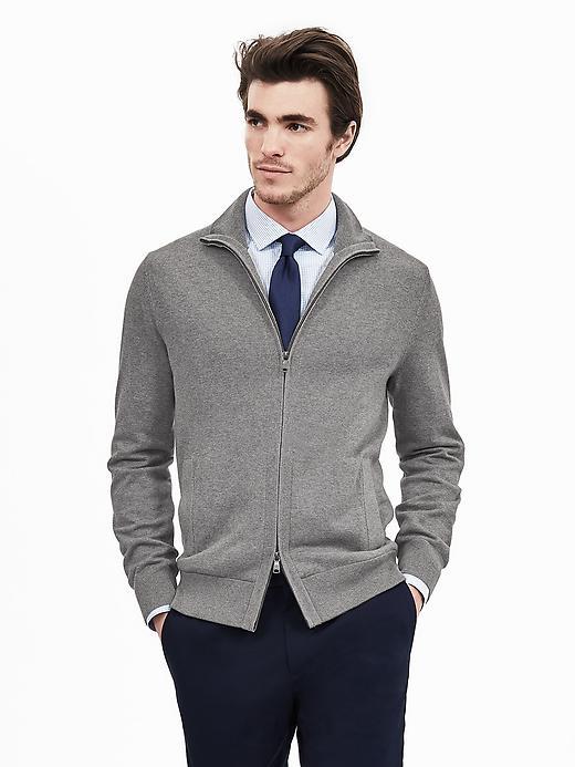 Banana Republic Mens Zip Cotton Jacket Size L Tall - Dark Grey Heather
