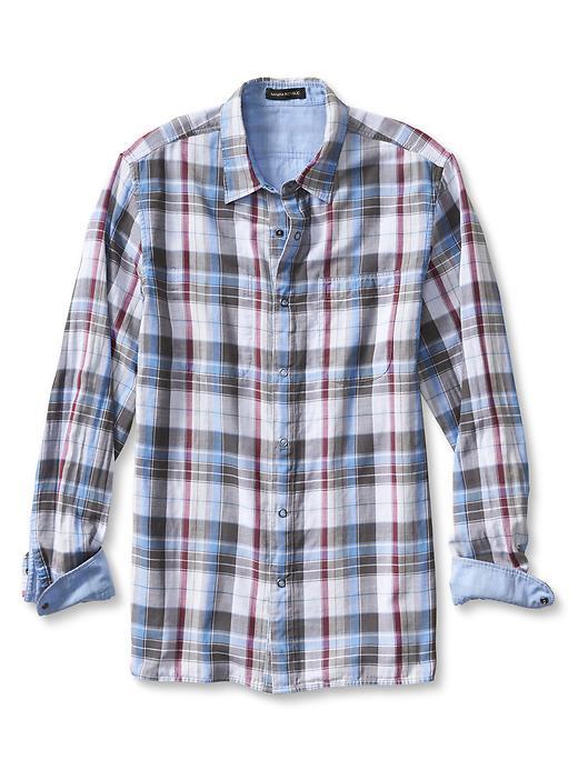 Banana Republic Mens Camden Fit Reversible Cotton Shirt Size L Tall - Green