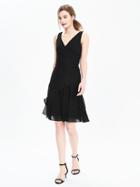 Banana Republic Womens Pleated Vee Dress Size 0 - Black