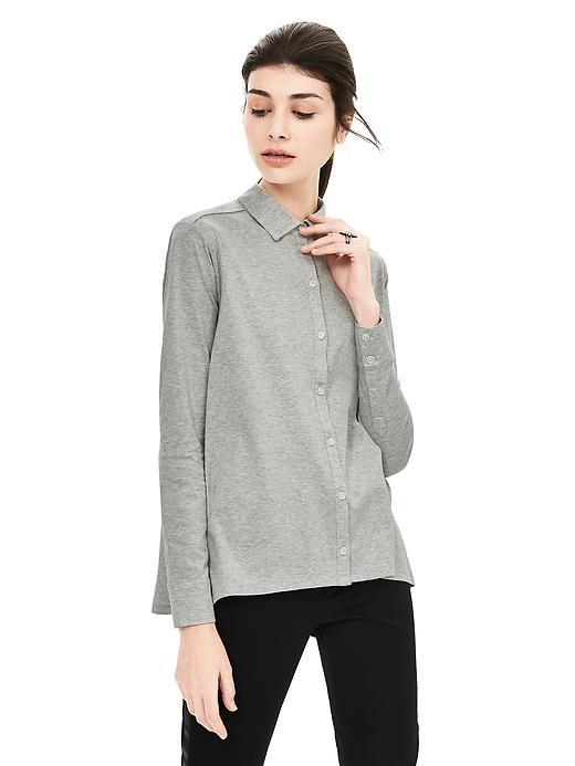 Banana Republic Womens Trapeze Knit Shirt Size L - Medium Gray Heather