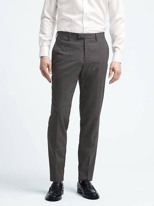 Banana Republic Mens Slim Performance Stretch Wool Dress Pant - Dark Charcoal