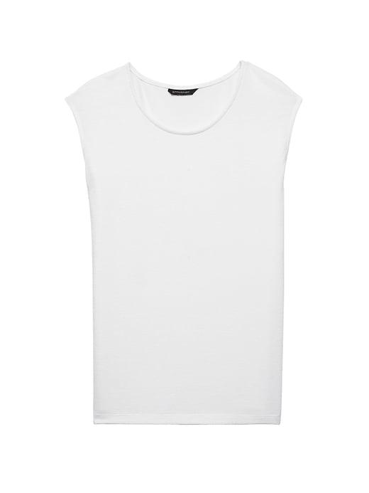 Banana Republic Womens Petite Soft Jersey Side-slit Top White Size S
