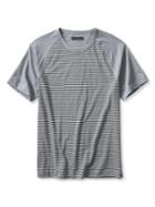 Banana Republic Mens Slub Stripe Raglan Crew Size L Tall - Gray Sky