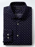 Banana Republic Mens Camden Fit Non Iron Mirco Print Shirt - Navy