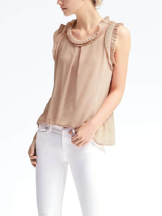 Banana Republic Womens Ruffle Overlay Top - Light Pink