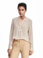 Banana Republic Womens Heritage Pleat Front Blouse Size M - White Peach
