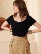 Slub Scoop-neck T-shirt
