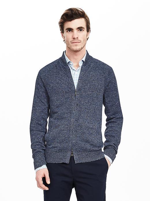 Banana Republic Mens Linen Zip Sweater Size L Tall - Blue