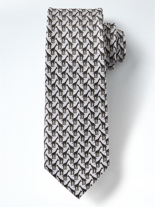Banana Republic Mens Giraffe Silk Nanotex Tie - Light Brown