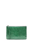 Banana Republic Womens Embossed Medium Zip Pouch Kelly Green Size One Size
