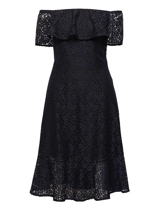 Banana Republic Womens Petite Lace Off-the-shoulder Dress Navy Size 00