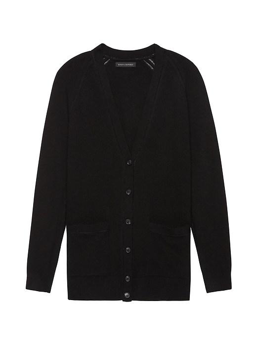 Banana Republic Womens Italian Superloft Boyfriend Cardigan Black Size Xl