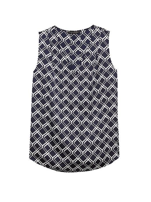 Banana Republic Womens Print Pleated Drapey Tank Navy Size Xs