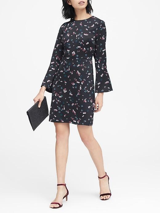 Banana Republic Womens Ditsy Floral Tie-back Dress Black Print Size 4