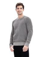 Banana Republic Micro Stripe Crew Pullover Size L Tall - Sidewalk Gray