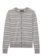 Banana Republic Womens Stretch-cotton Cardigan Sweater Gray Stripe Size M