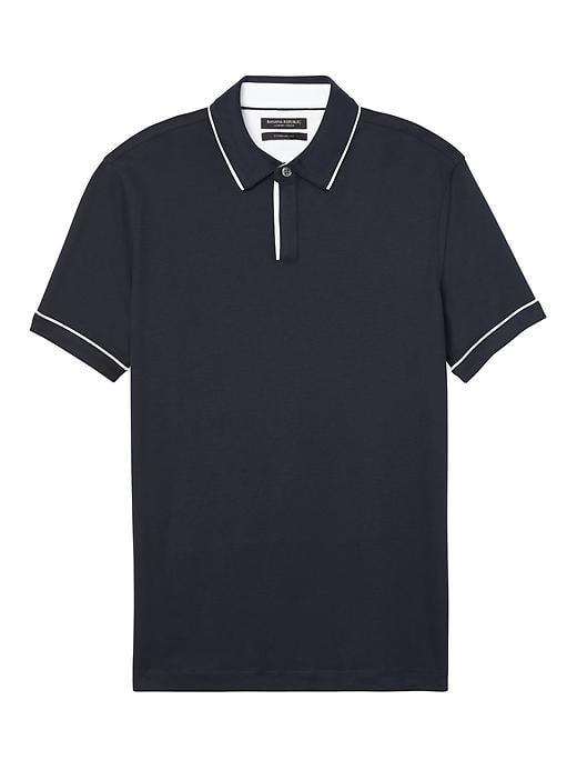 Banana Republic Mens Luxury Touch Contrast Piping Polo - Navy