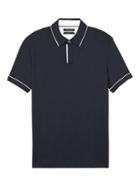 Banana Republic Mens Luxury Touch Contrast Piping Polo - Navy