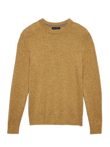 Banana Republic Mens Extra-fine Italian Merino Woolcrew-neck Sweater Mustard Yellow Size S