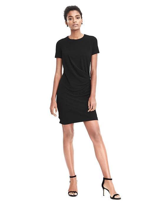 Banana Republic Womens Drape Front Crepe Dress - Black