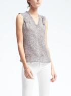 Banana Republic Womens Double Layer Print Top - Gray Sky