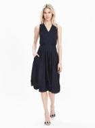 Banana Republic Womens Vee Midi Dress Size 0 Petite - Preppy Navy