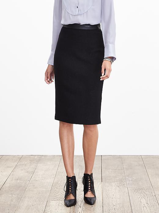 Banana Republic Womens Black Boucle Pencil Skirt Size 10 Petite - Black