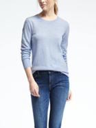 Banana Republic Womens Extra Fine Merino Wool Scallop Crew Pullover - Light Blue