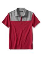 Banana Republic Mens Slim Woven Yoke Slubbed Polo Size L - Red Heather