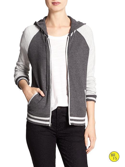 Banana Republic Factory Varsity Zip Up Sweater Jacket Size L - Charcoal