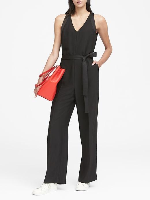 Banana Republic Womens Petite V-neck Jumpsuit Black Size 4
