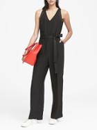 Banana Republic Womens Petite V-neck Jumpsuit Black Size 4