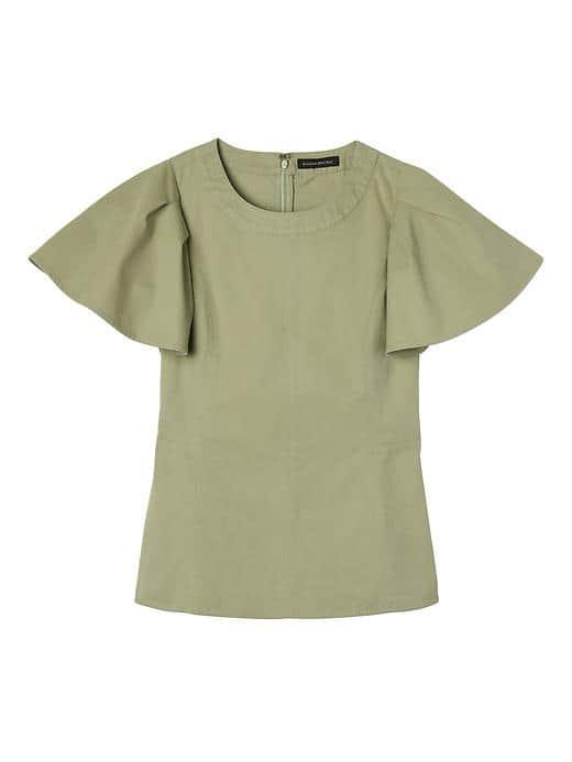 Banana Republic Ruffle Sleeve Peplum Top - Garden Sage