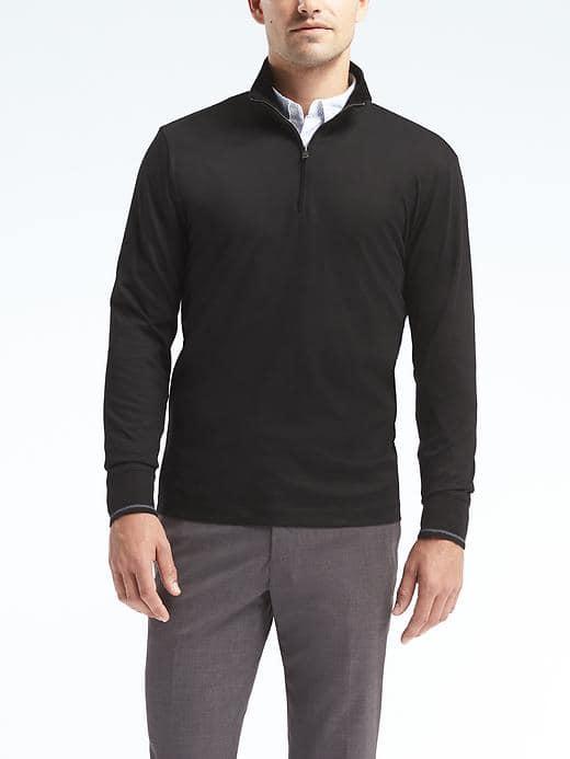 Banana Republic Mens Luxury Touch Half Zip Pullover - Black