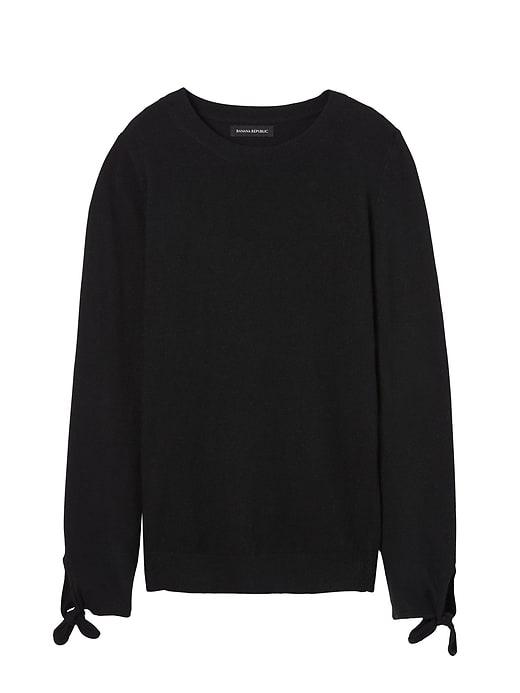 Banana Republic Womens Italian Superloft Bow-cuff Crew Black Size Xl